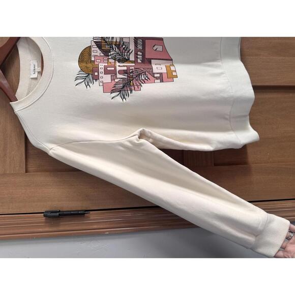 Bohme Graphic Crewneck Pullover Sweatshirt Ivory Cotton Women’s size Large - Picture 2 of 9